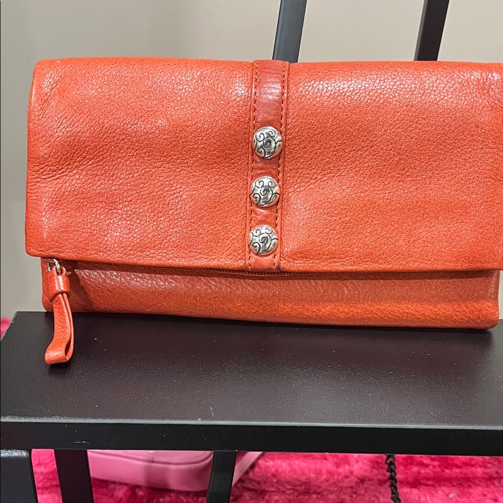Brighton Orange Clutch with Silver Accents